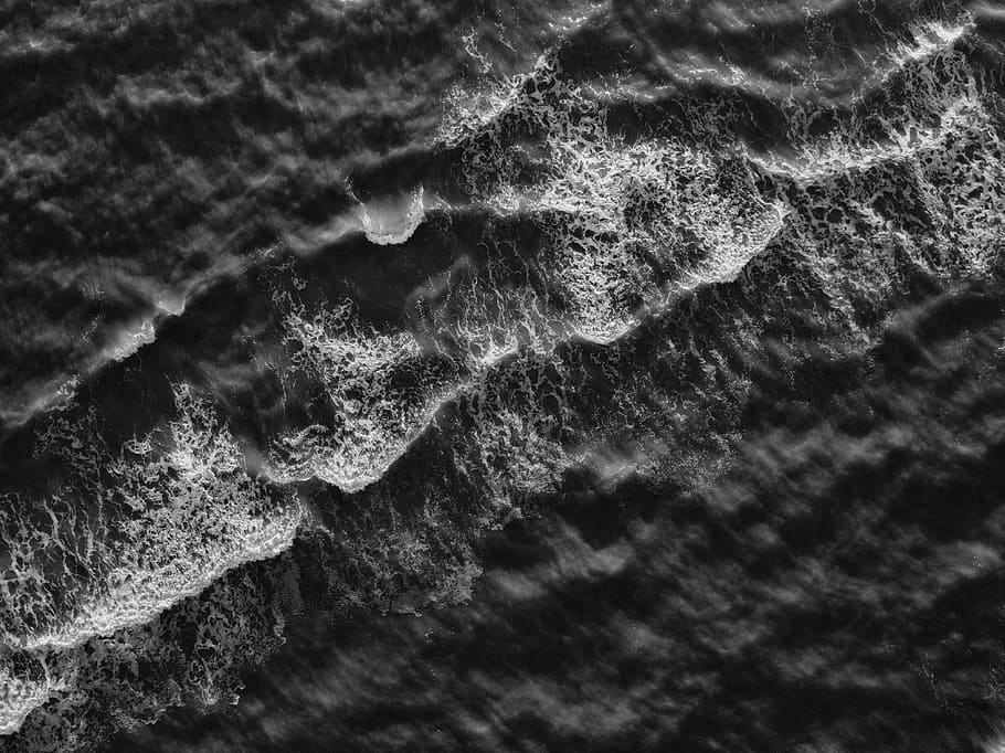 HD wallpaper: White and Black Sea Waves, aerial shot, black-and-white, dark  | Wallpaper Flare