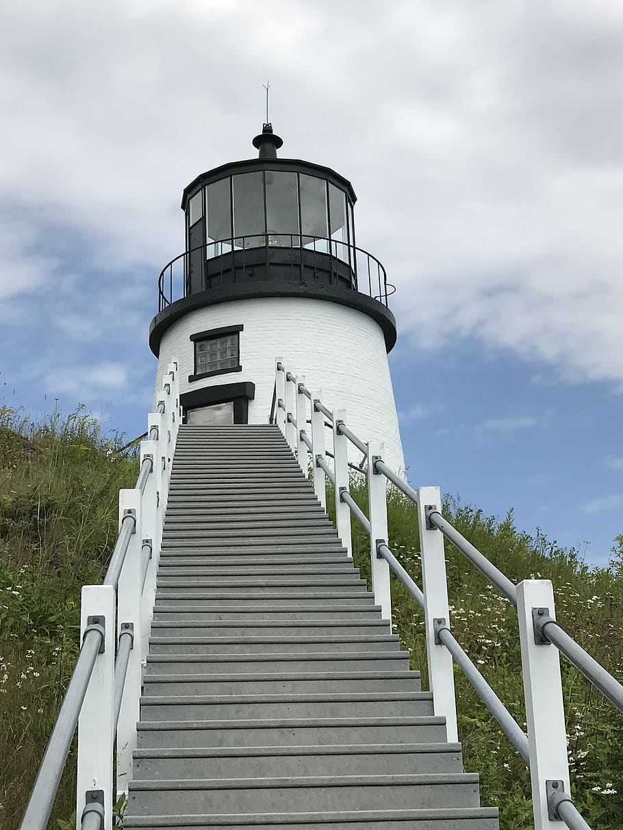 lighthouse, maine, steps, landmark, architecture, staircase HD wallpaper