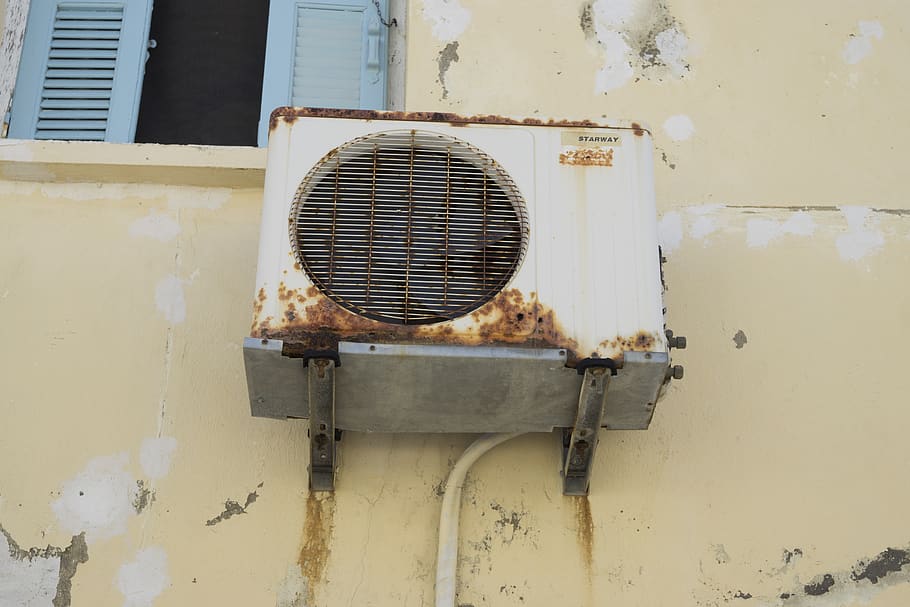 White Window-type Ac Outdoor Unit, abandoned, architecture, broken HD wallpaper
