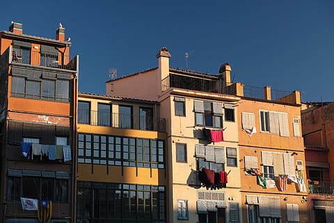 brown concrete building, city, urban, high rise, town, girona HD wallpaper