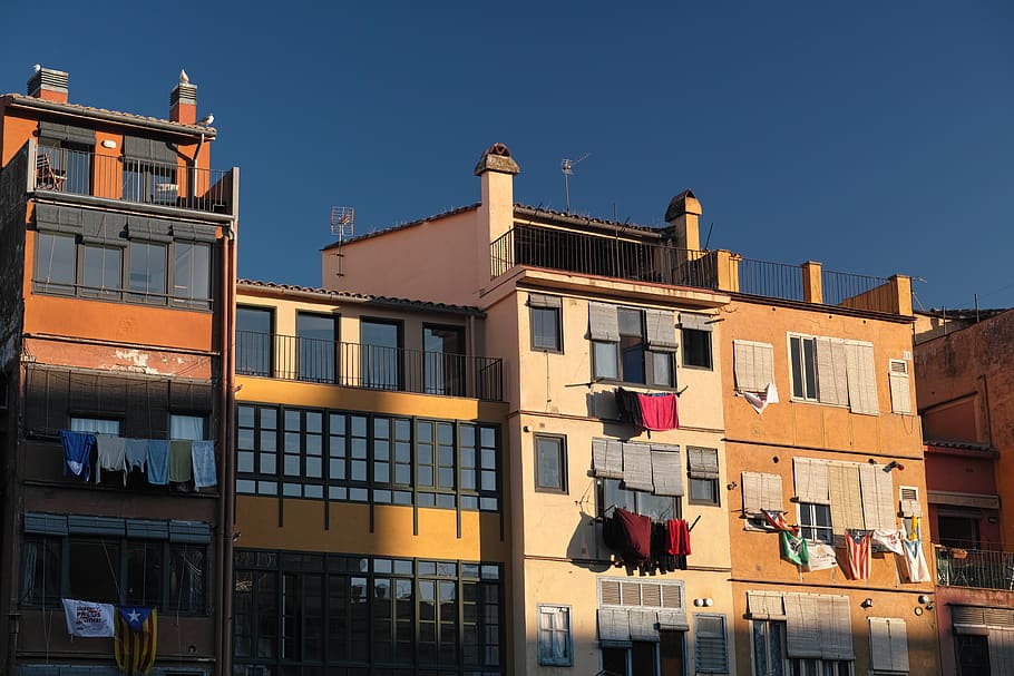 brown concrete building, city, urban, high rise, town, girona HD wallpaper
