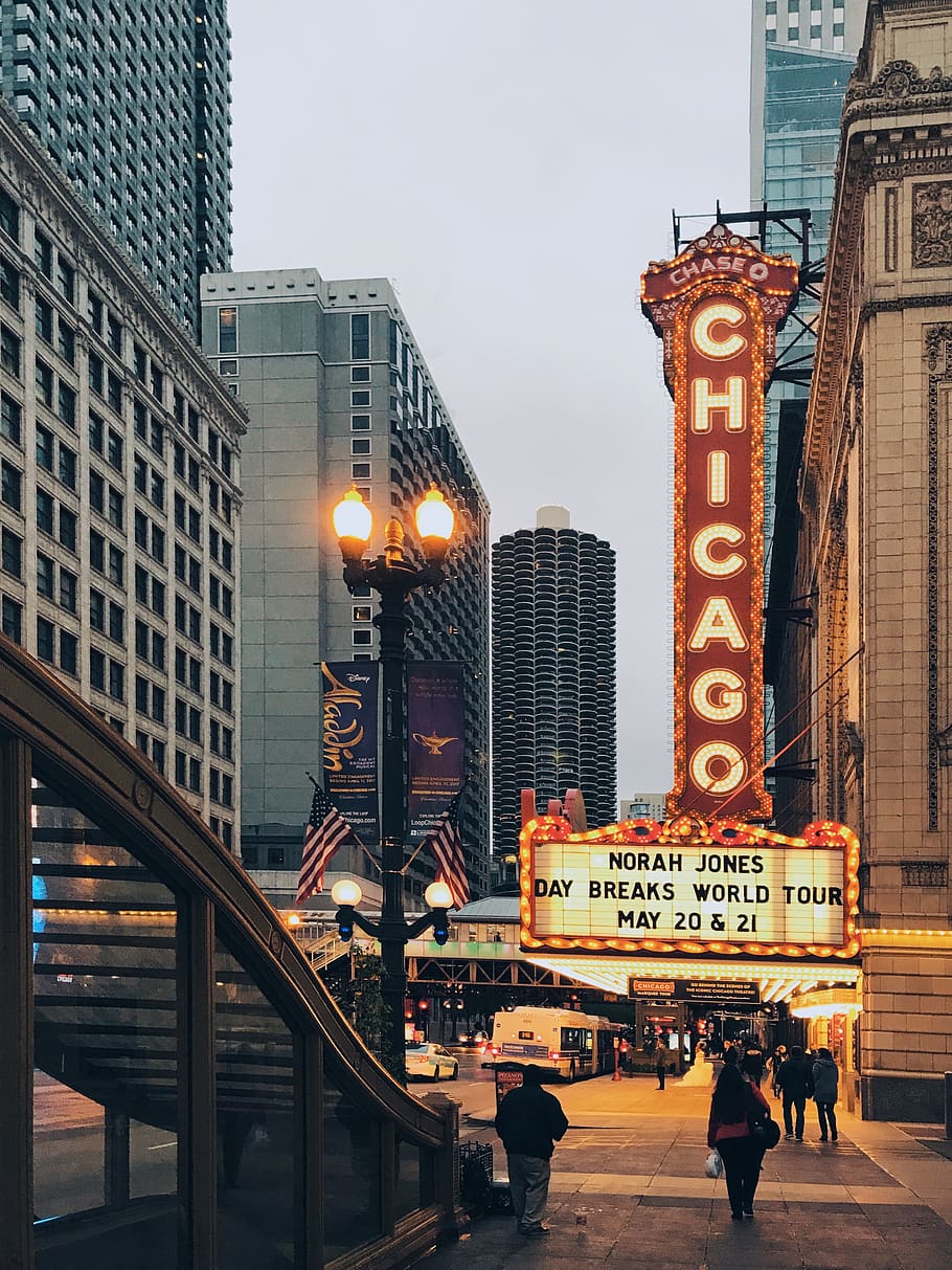 chicago, united states, chicago loop, city, theater, architecture, HD wallpaper