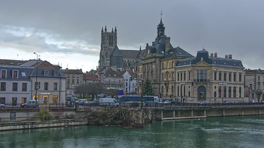 tower, spire, steeple, architecture, building, water, city HD wallpaper