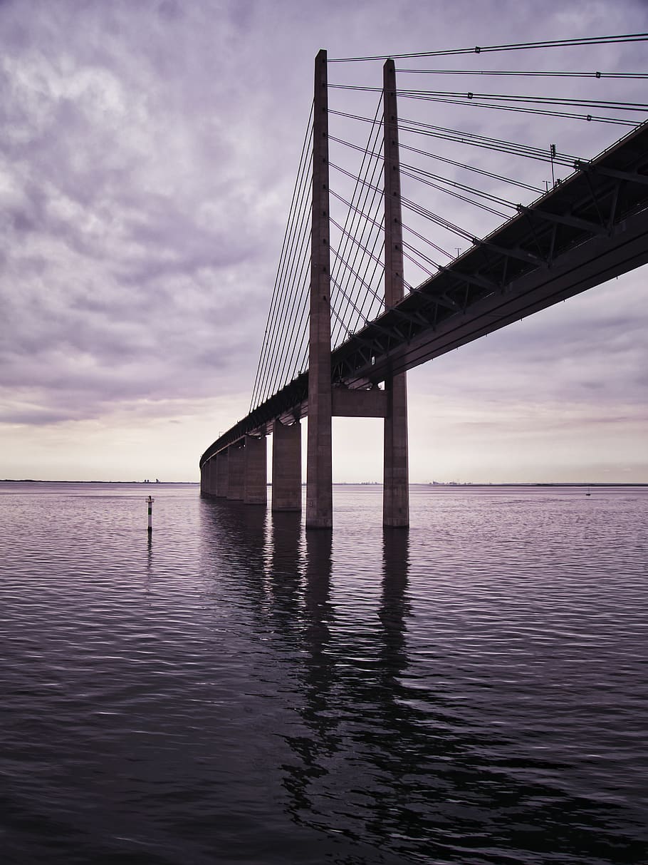 oresund bridge, sea, öresund, malmö, connection, baltic sea
