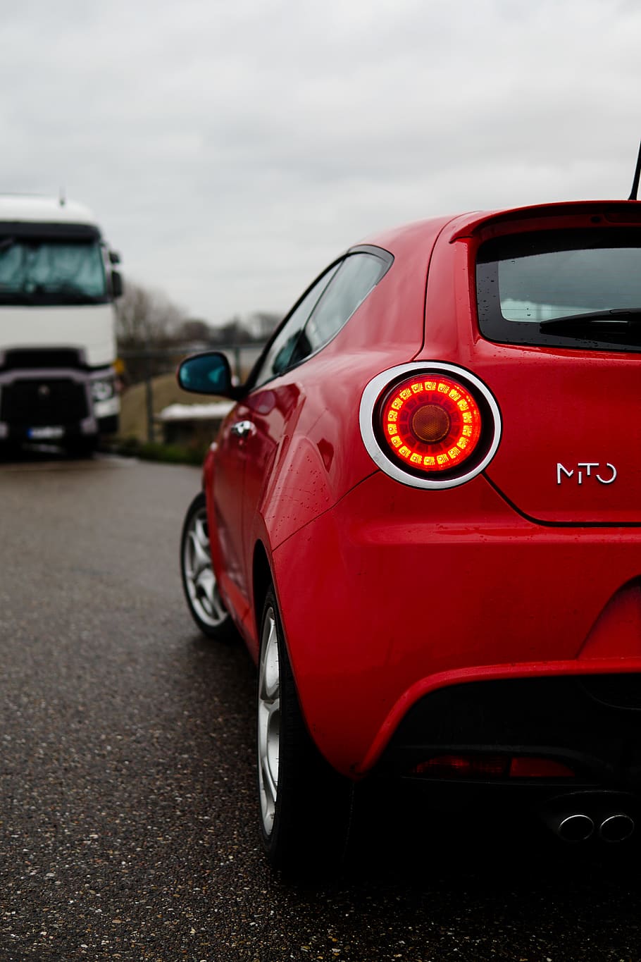 red 3-door hatchback, motor vehicle, mode of transportation, car HD wallpaper