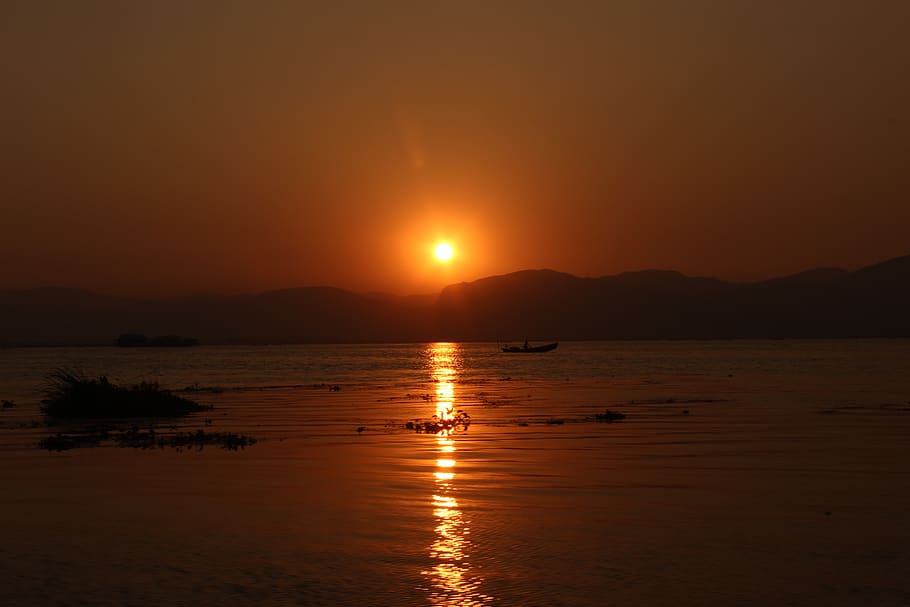 lake, sunset, water, sky, beauty in nature, scenics - nature HD wallpaper