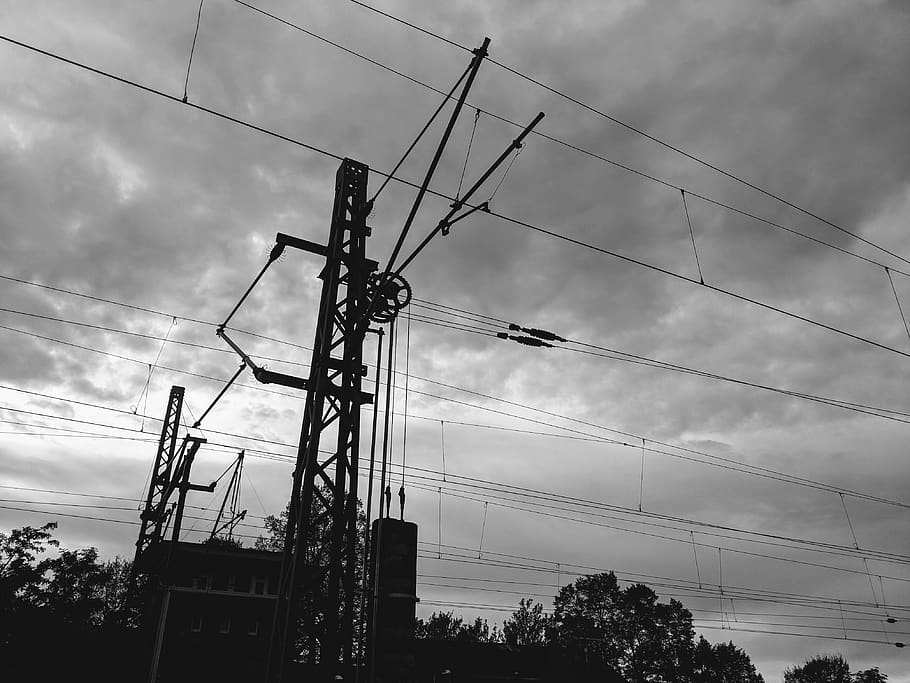 germany, bensheim, rodensteinstraße, cable, sky, low angle view HD wallpaper