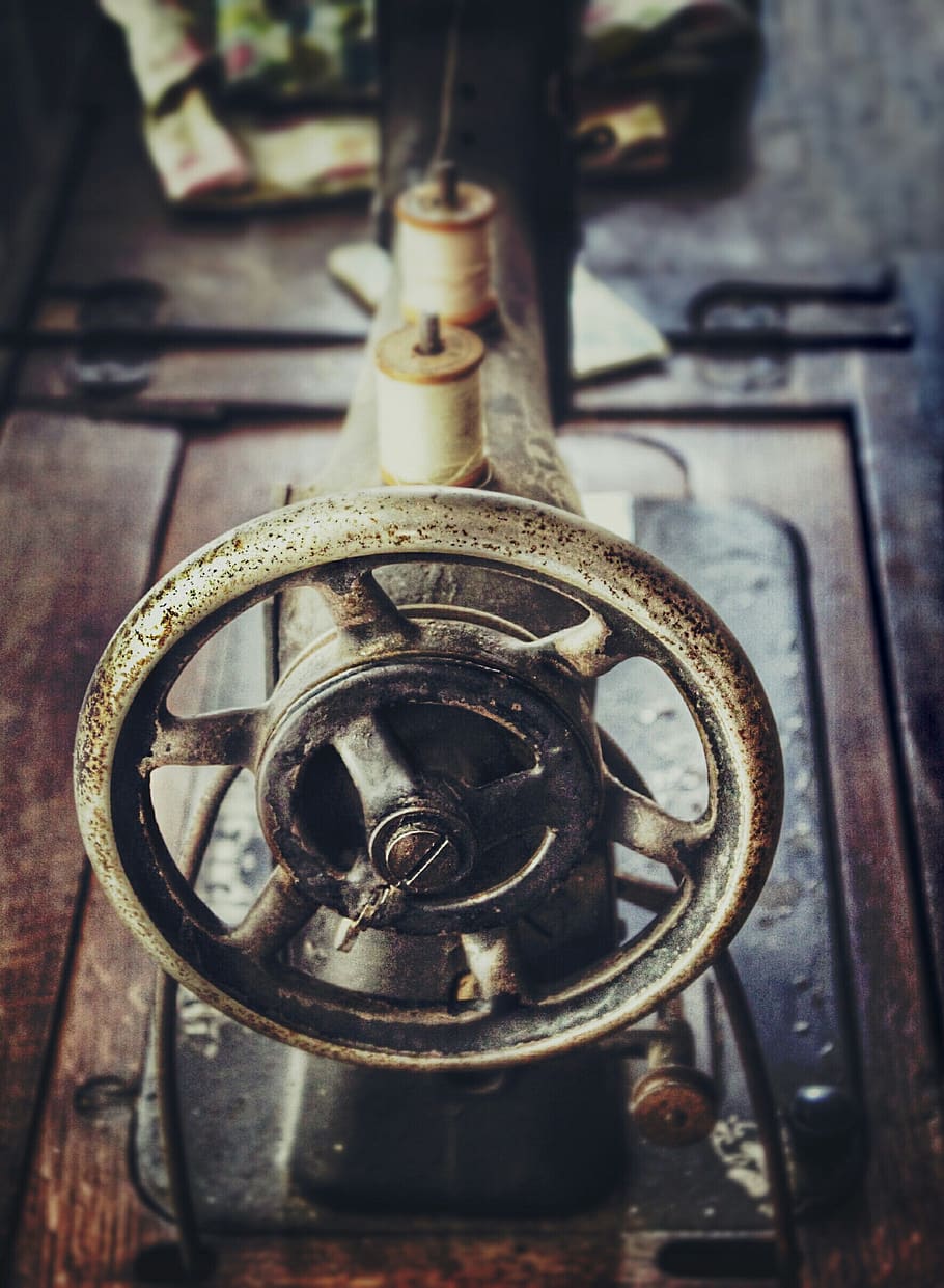 vintage, retro, old, machine, table, sewing, classic, metal HD wallpaper