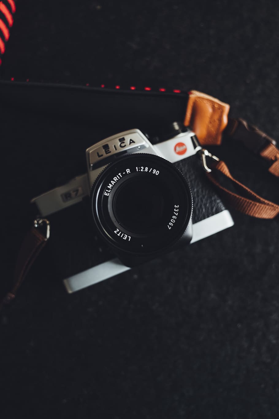 White and Black Leica Camera on Black Textile, background, black background HD wallpaper