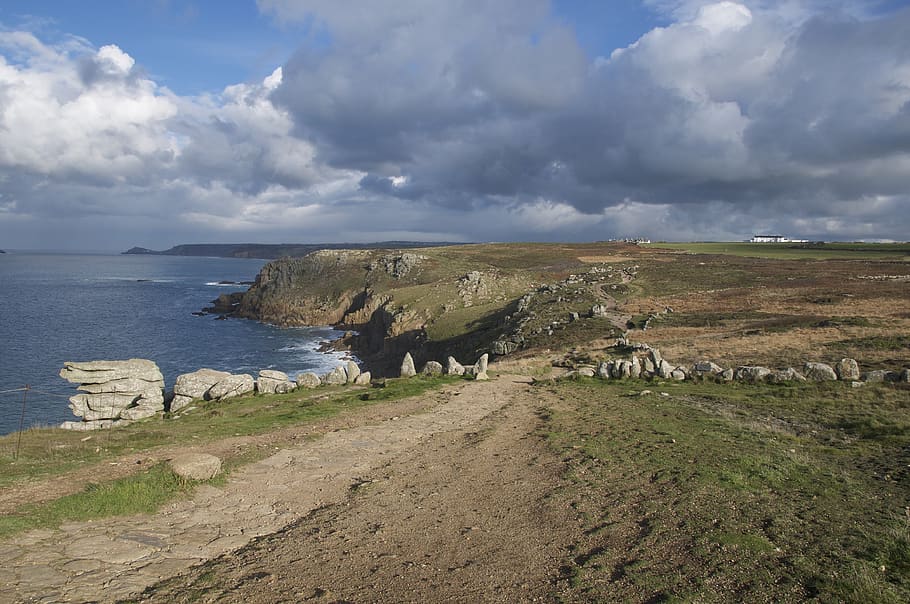 uk, lands end, the view, sky, cloud - sky, water, beauty in nature HD wallpaper