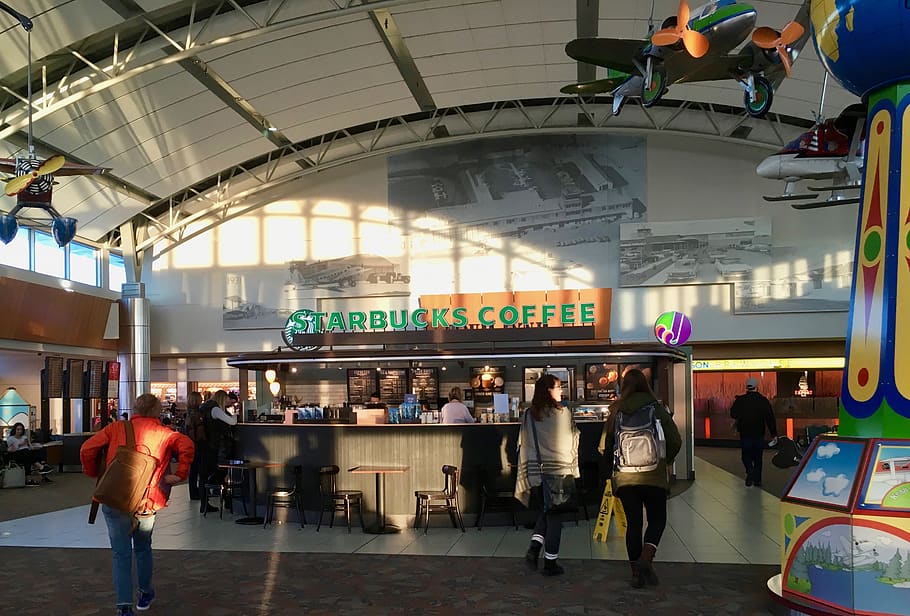 canada, calgary, calgary international airport, starbucks, coffee, HD wallpaper