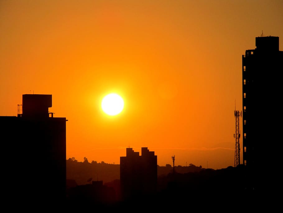 brazil, taubaté, sunset, architecture, building exterior, silhouette HD wallpaper