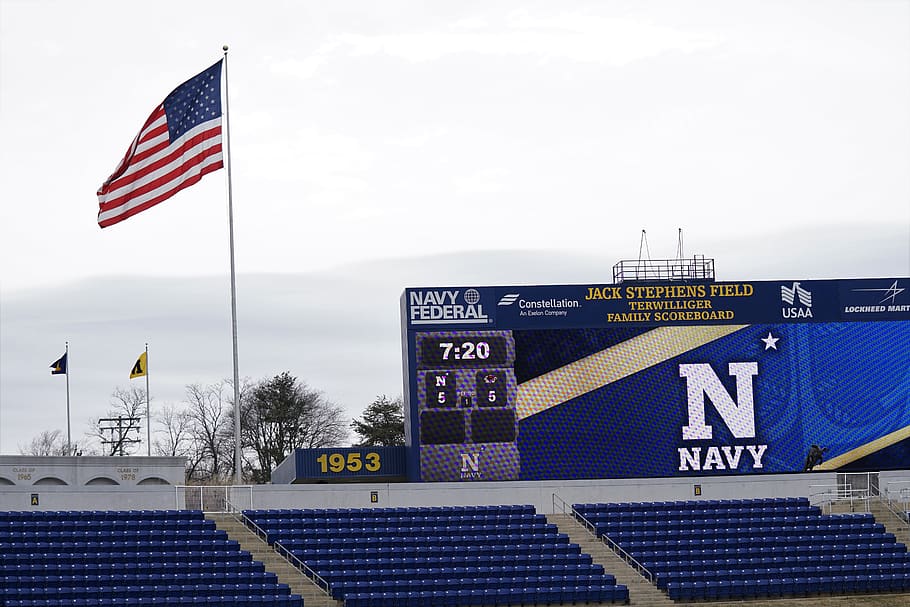 flag, symbol, scoreboard, building, american flag, arena, stadium HD wallpaper