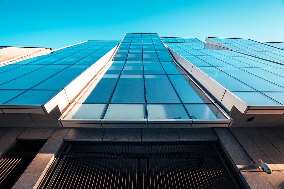 Low Angle Photography of Blue Glass Building, architectural, architectural design HD wallpaper