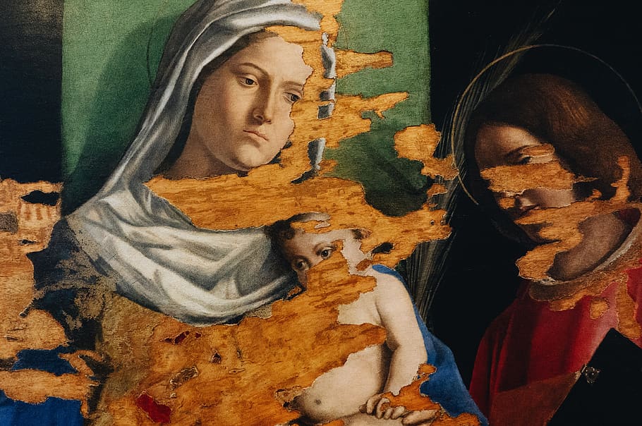 religious painting, close-up, one person, headshot, indoors, real people HD wallpaper
