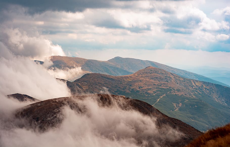 brown mountains at daytime, outdoors, crater, nature, volcano HD wallpaper