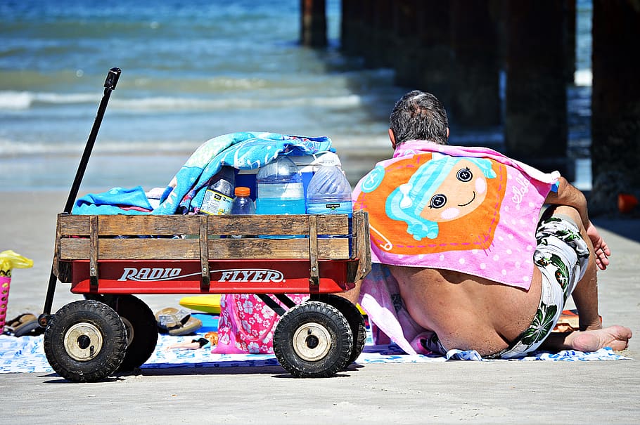 beach, sand, stroller, butt, vacations, sea, summer, ocean HD wallpaper