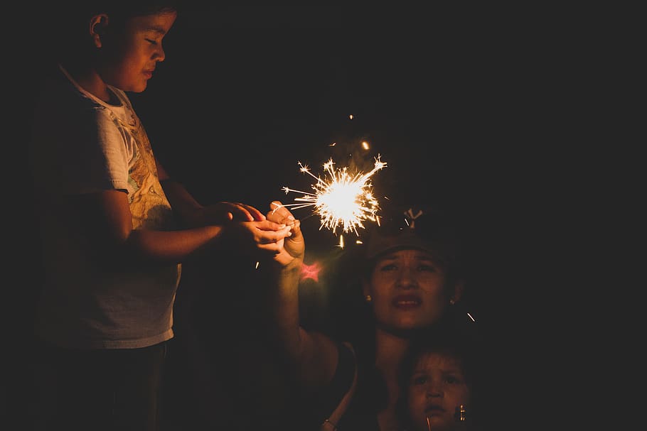 sparklets, fireworks, light, night, evening, shine, fourth of july HD wallpaper