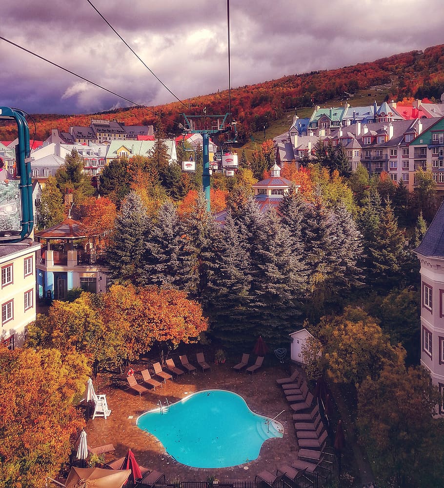 canada, mont-tremblant, autumn, tree, architecture, built structure, HD wallpaper