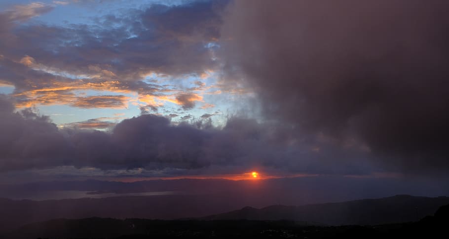 cloud, sunset, sky, mountain, nature, landscape, fog, beautiful HD wallpaper