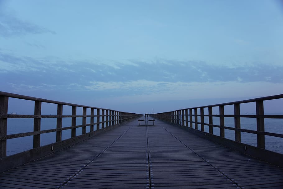 jetty, sea, winter, space, waiting, the way forward, direction HD wallpaper