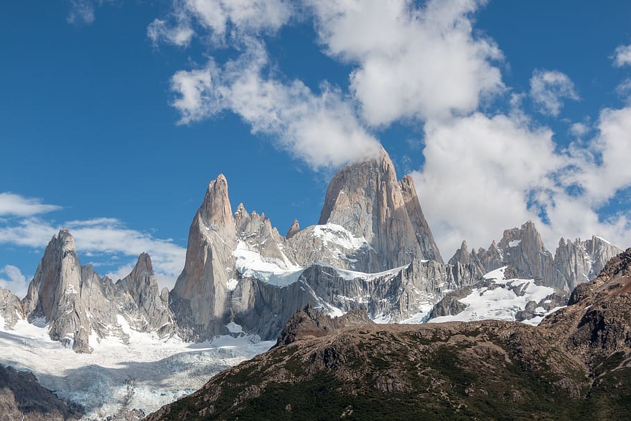 stony mountains below the clouds, mountain range, outdoors, nature, HD wallpaper