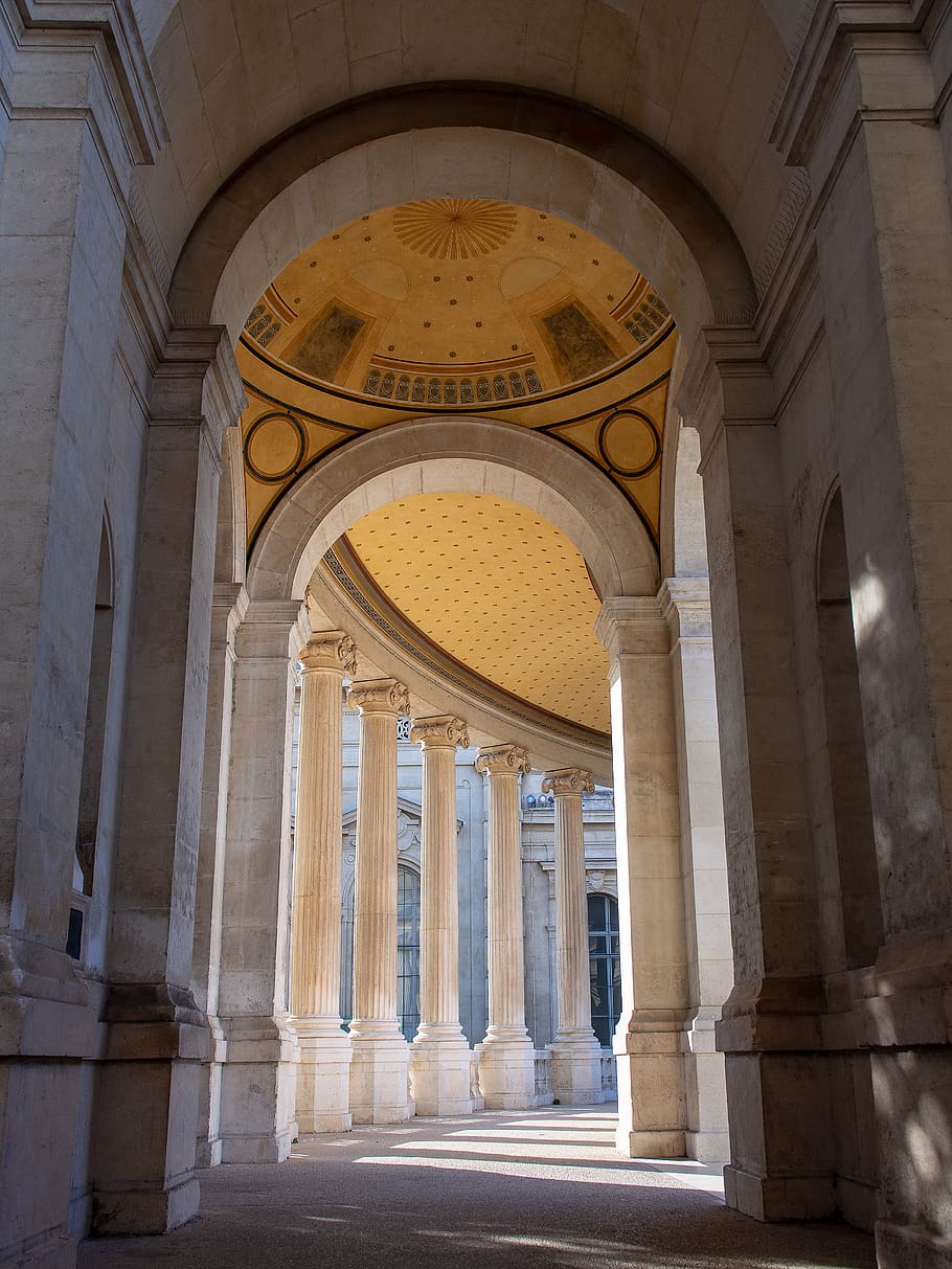 white concrete interior, architecture, architectural column, built structure HD wallpaper