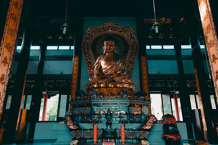 Gautama Buddha Statue, architecture, Buddhism, buddhist temple, HD wallpaper