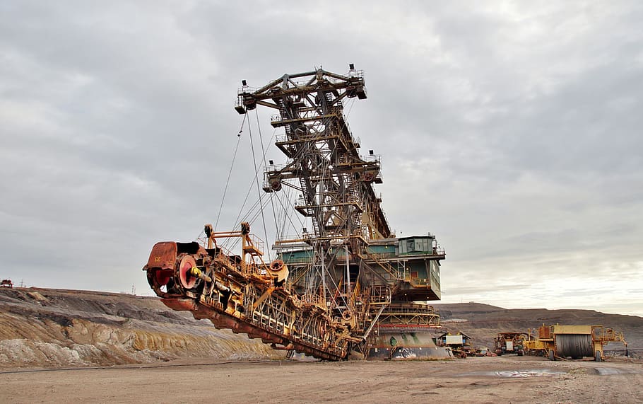 mining, machine, excavator, bucket, extraction, coal, huge
