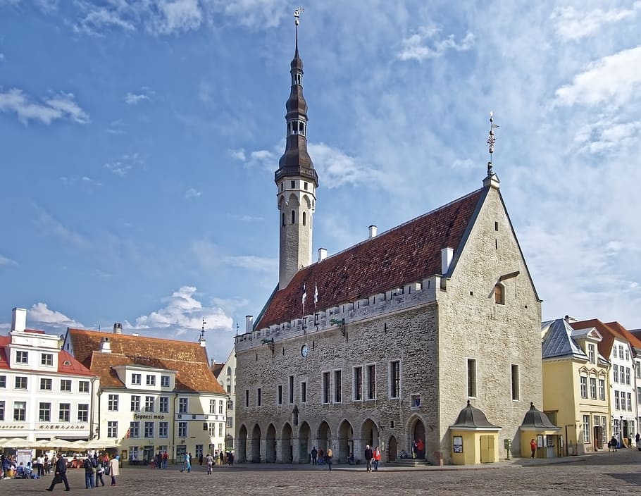 estonia, tallinn, historic center, town hall, town hall square, HD wallpaper