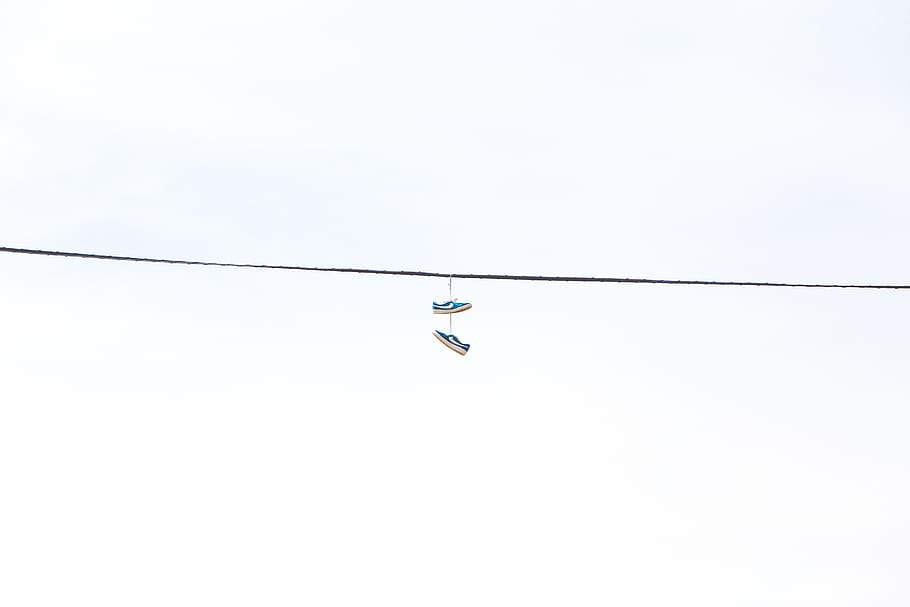 Sneakers on the Power Line, Old Filter Stock Photo - Image of pair,  dangling: 116061510