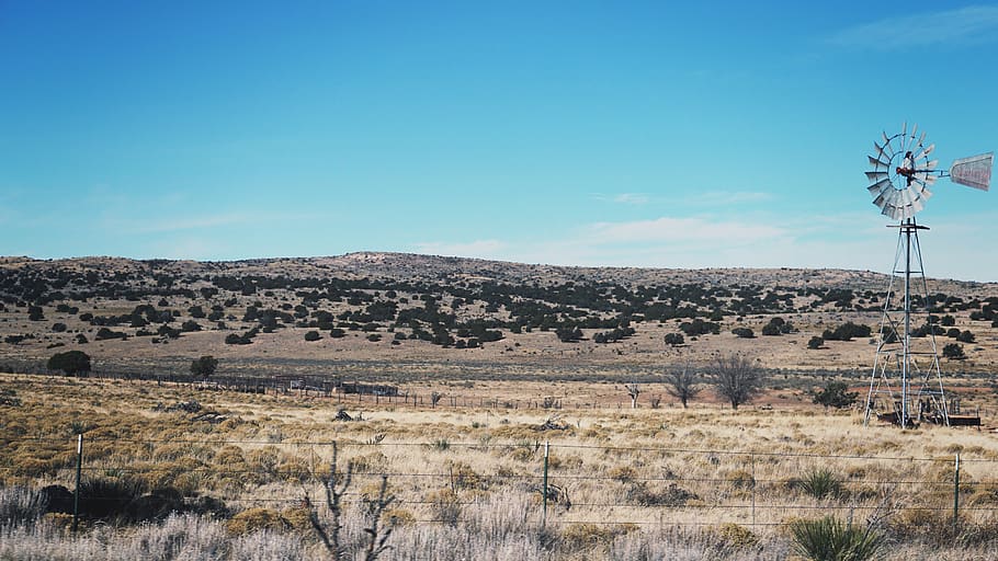 windmill, desert, wilderness, shrub, mesa, texas, sky, environment HD wallpaper