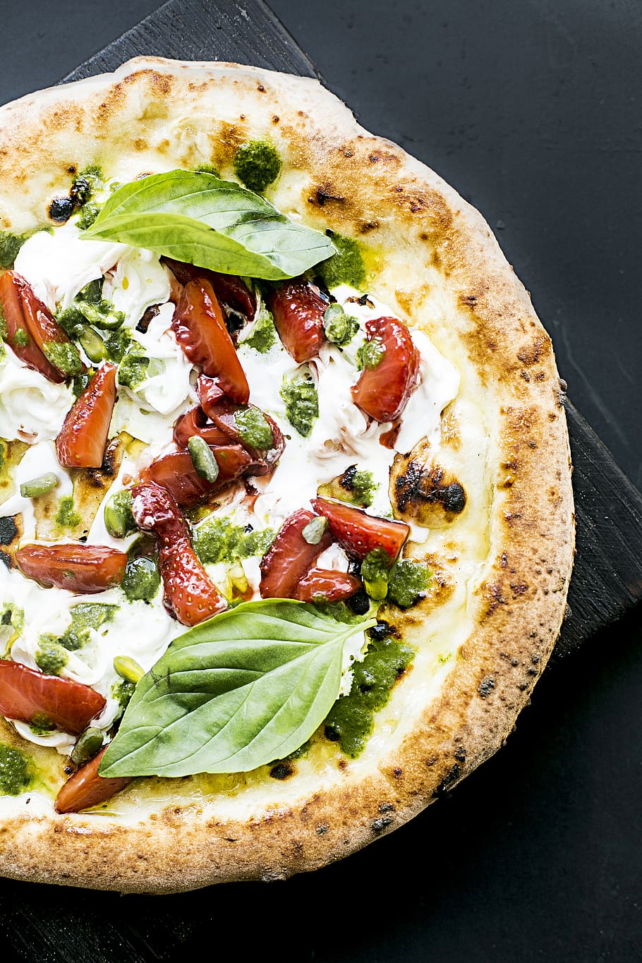 Pepperoni Pizza With Basil Leaves, bread, cheese, close-up, cuisine HD wallpaper
