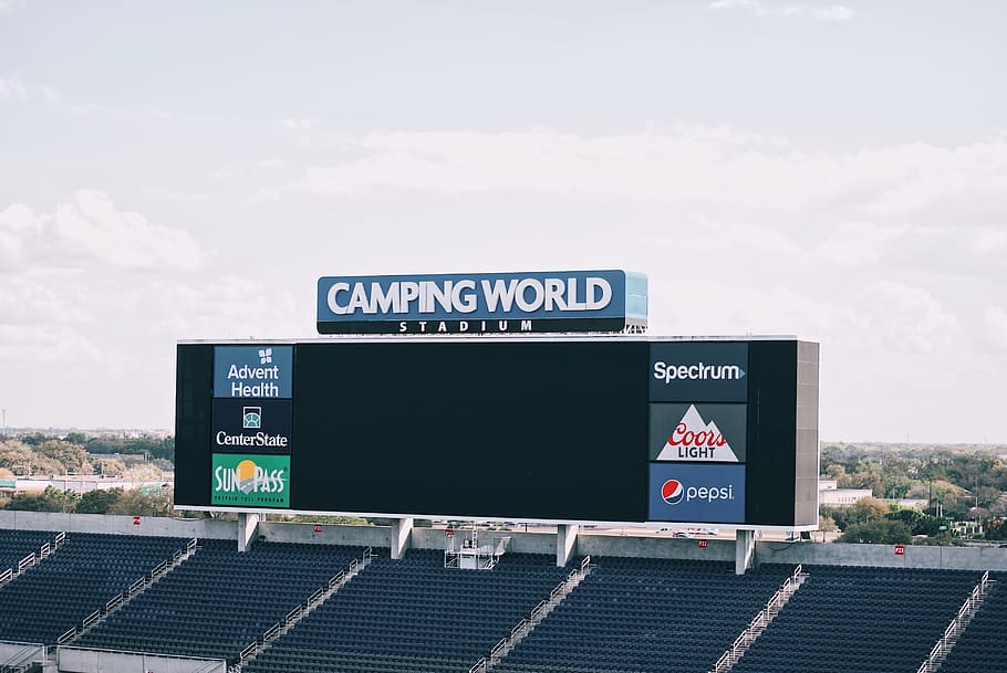 Camping World Stadium, scoreboard, building, field, billboard, HD wallpaper