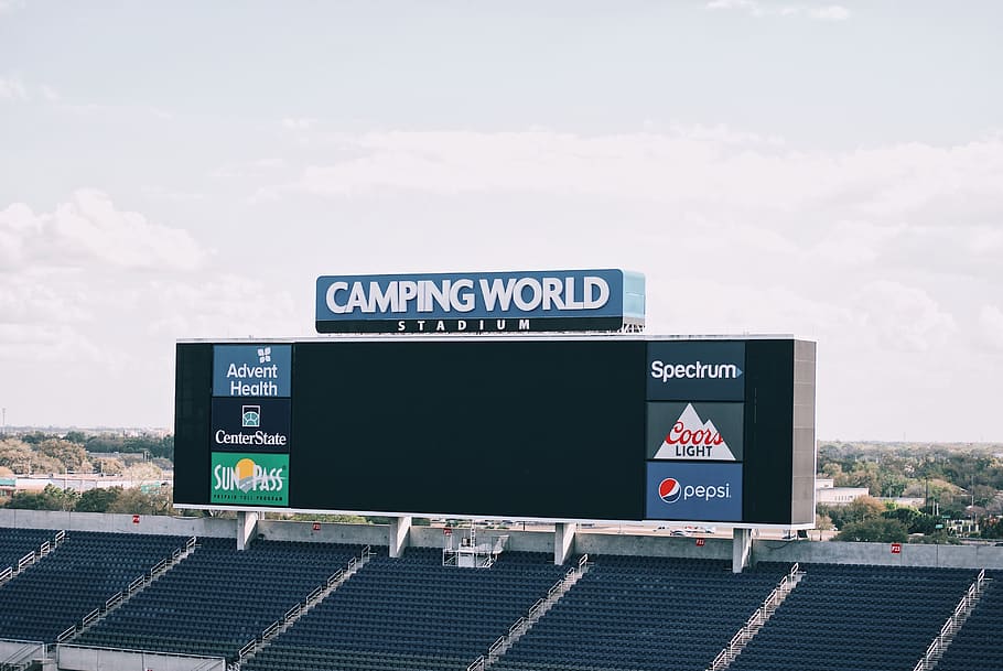Camping World Stadium, scoreboard, building, field, billboard HD wallpaper