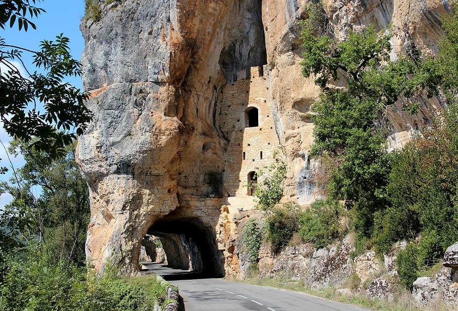 road, tunnel, roche, architecture, built structure, plant, tree HD wallpaper