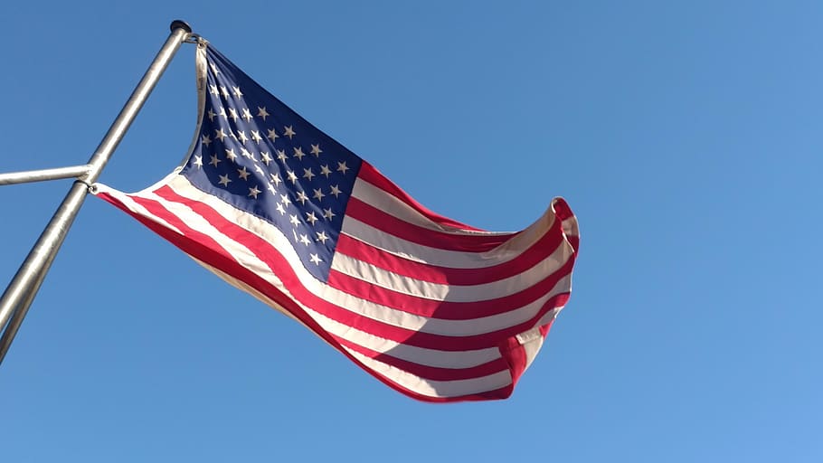 sky, american flag, striped, blue, low angle view, patriotism HD wallpaper
