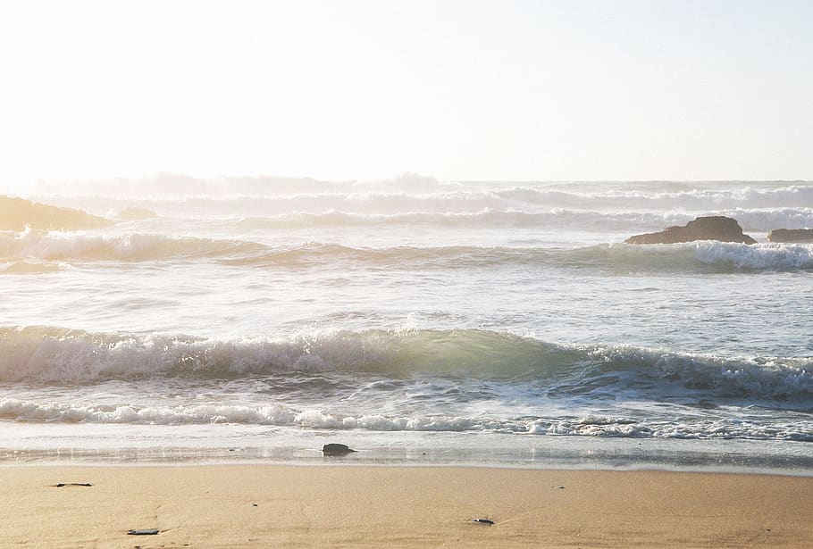 Body of Water, beach, coast, foam, dom, landscape, ocean, ocean coast HD wallpaper