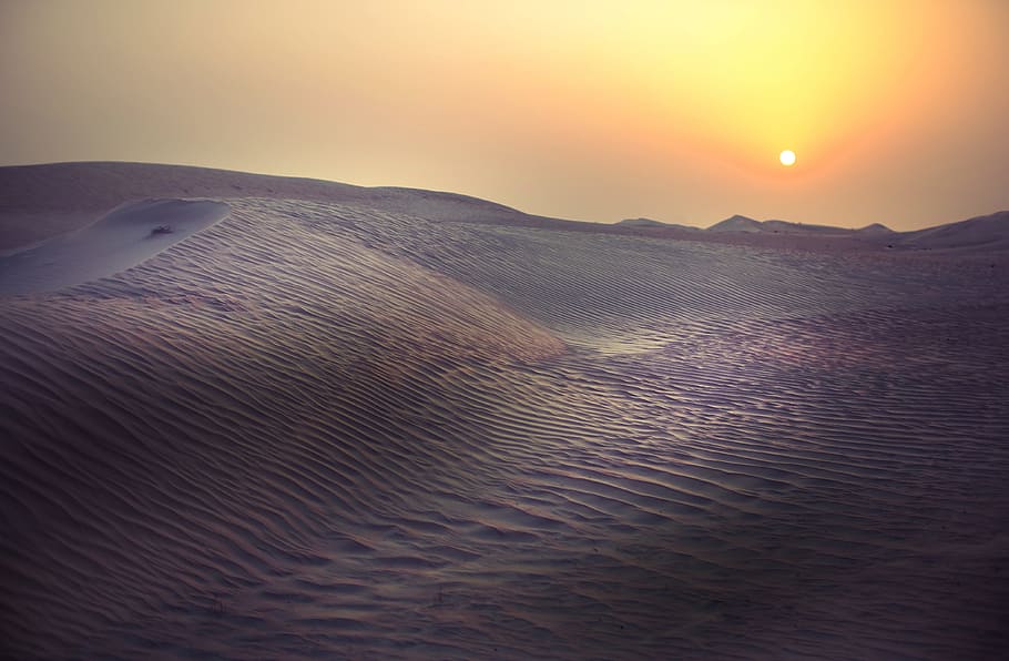 desert, sand, sunset, sunrise, yellow, orange, ripple, texture HD wallpaper