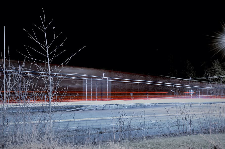 sweden, tree, trees, forest, car lights, road, cold temperature HD wallpaper