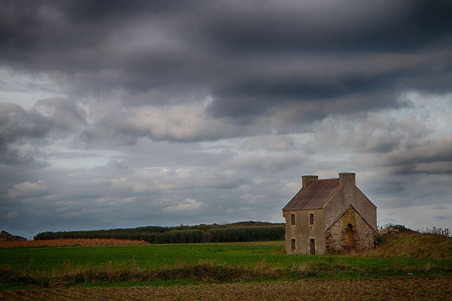 france, plouescat, cloud - sky, landscape, architecture, built structure HD wallpaper