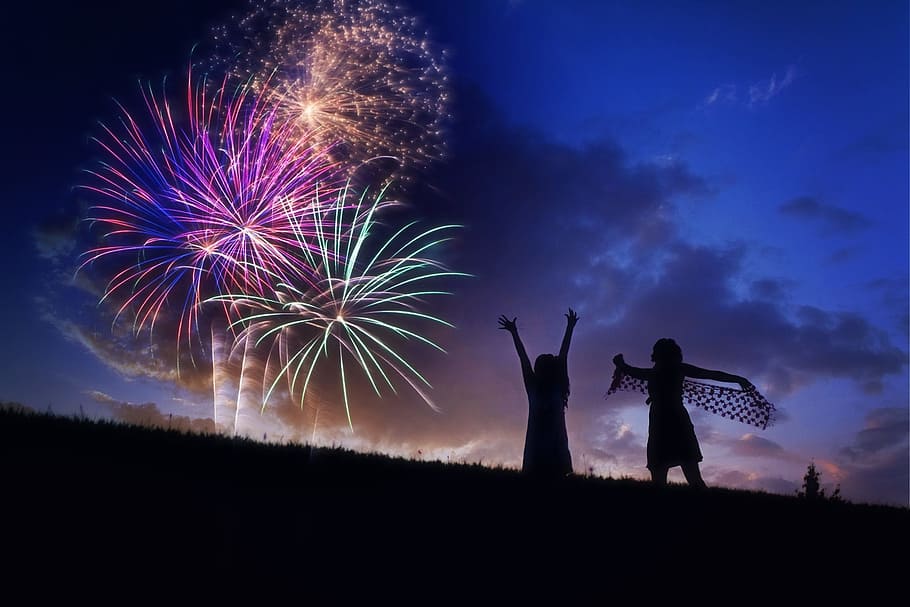 firework, celebrate, celebration, light, effect, human, activity HD wallpaper