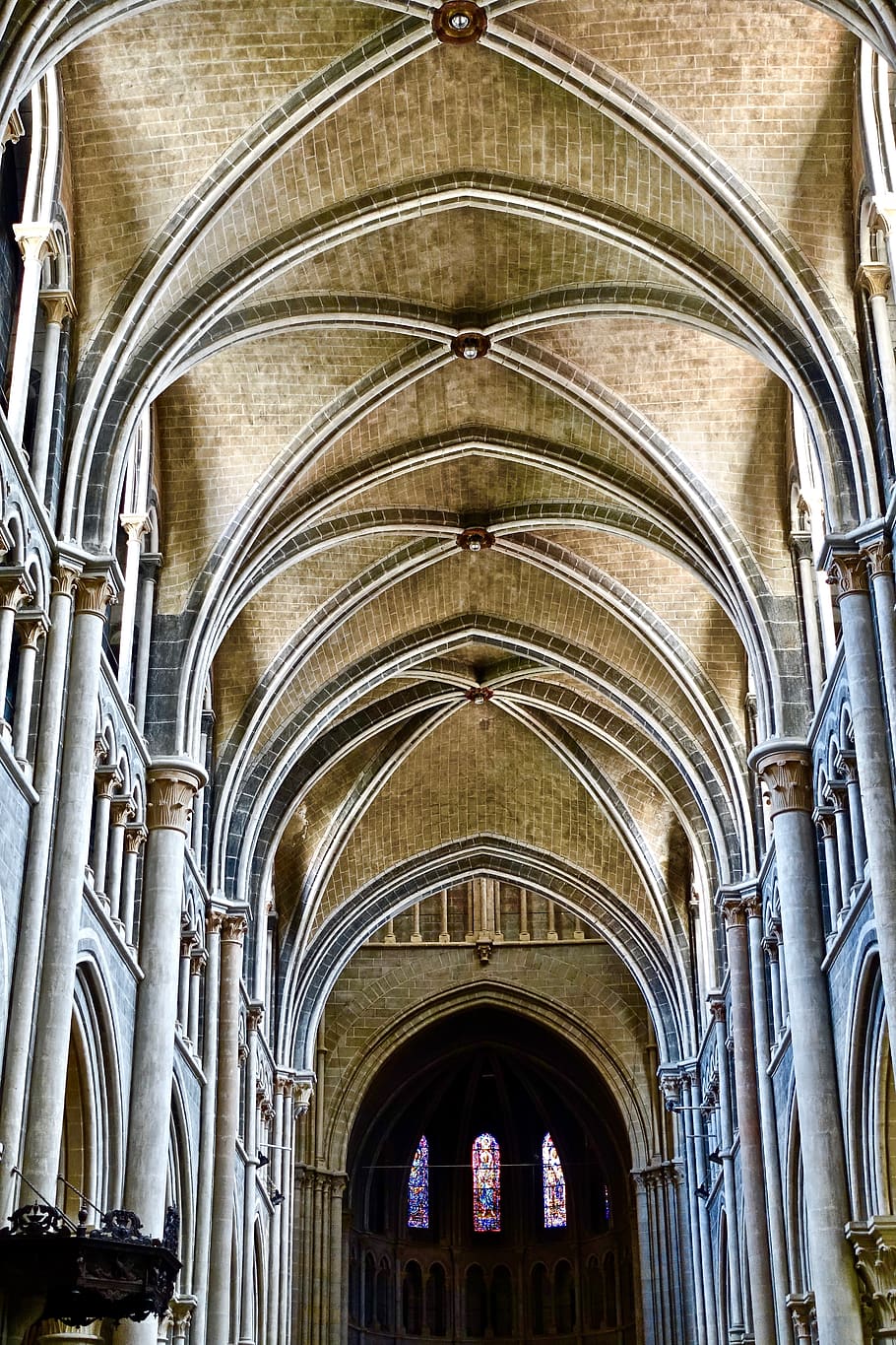 arches, church, cathedral, ceiling, nave, vault, gothic, abbey, HD wallpaper