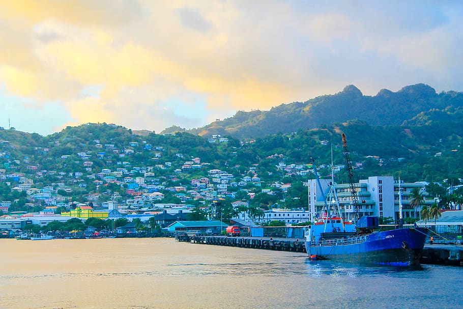 saint vincent and the grenadines, caribbean, boat, sunset, tropics, HD wallpaper