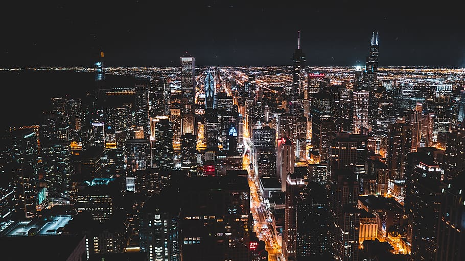 High-rise Buildings during Nighttime, architecture, city, cityscape HD wallpaper