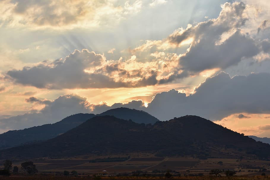 Silhouette Photography of Mountain, daylight, field, landscape HD wallpaper