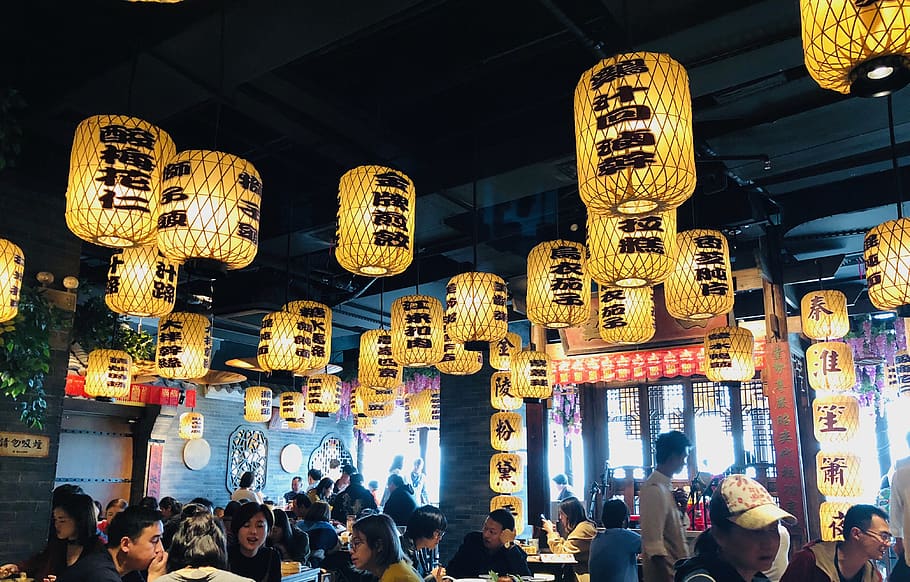 person, human, restaurant, crowd, cafeteria, food, festival HD wallpaper