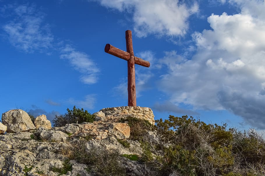 cross, wooden, sky, clouds, landscape, religion, christianity HD wallpaper