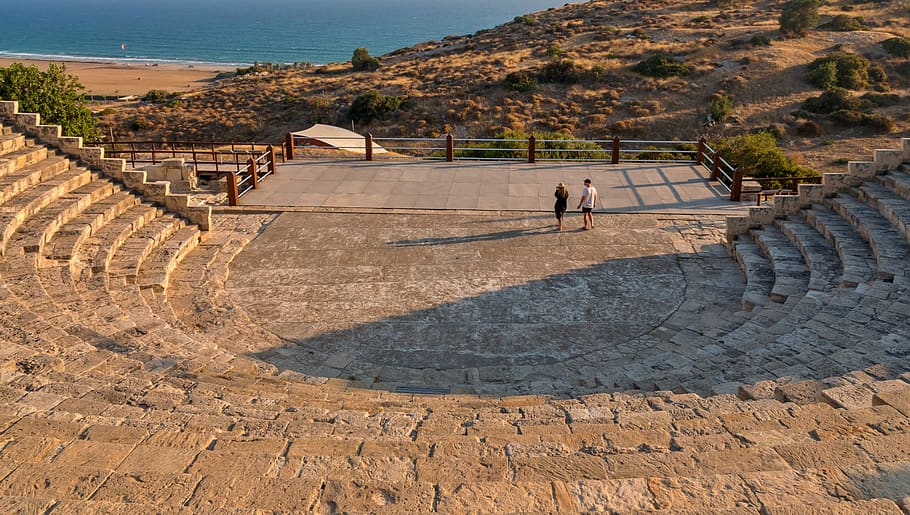 kourion ancient amphitheater, theatre, cypress, south cyprus, HD wallpaper