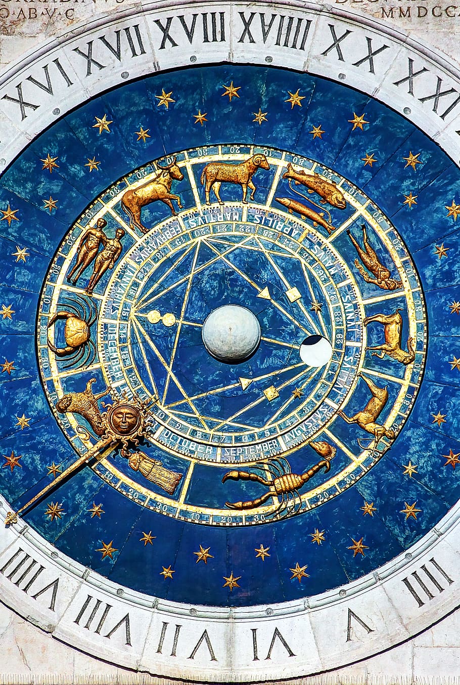 padova, watch, torre, italy, time, the zodiac, astrology sign, HD wallpaper